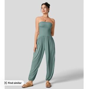 HALARA Sage Green Strapless Jumpsuit